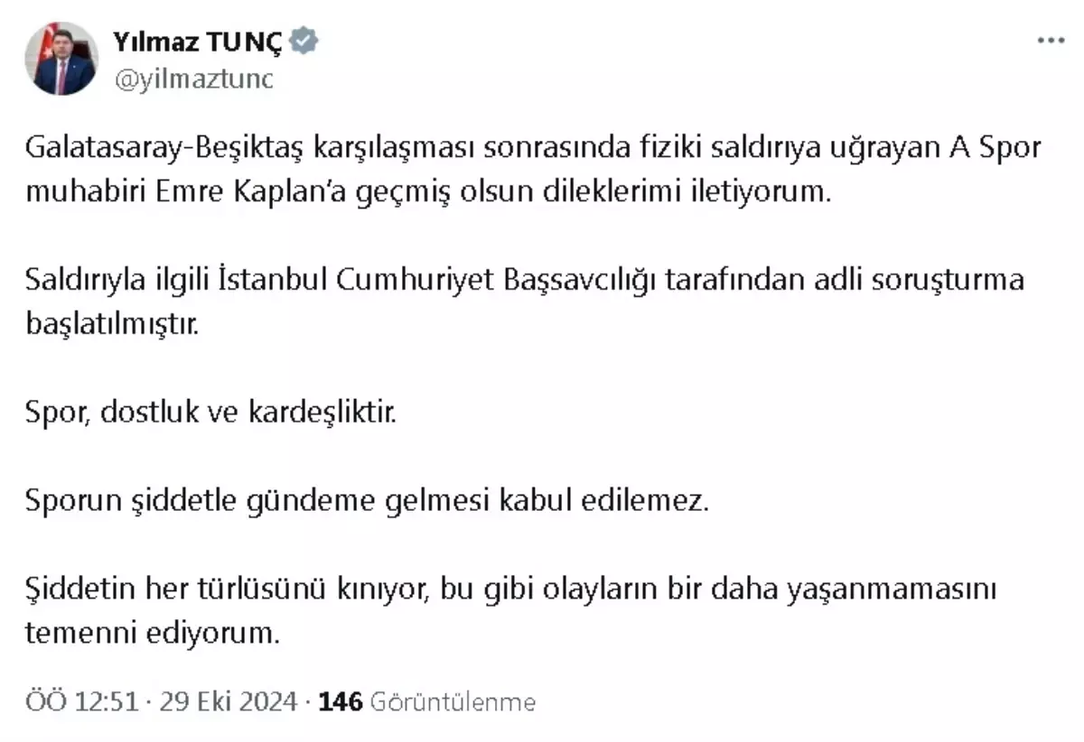 Bakan Tunç’tan Saldırıya Kimlik Düşkünlüğü